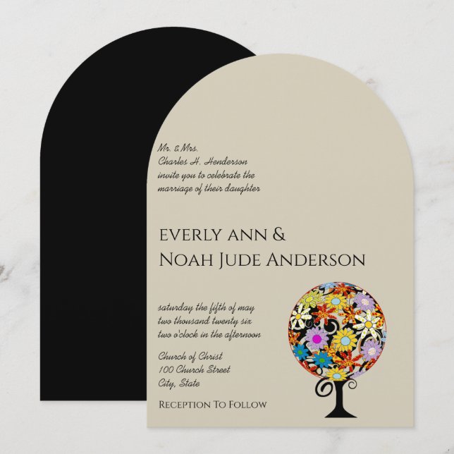 Cercle Forêt Magique d'Amour Mariage Invitations (Devant / Derrière)