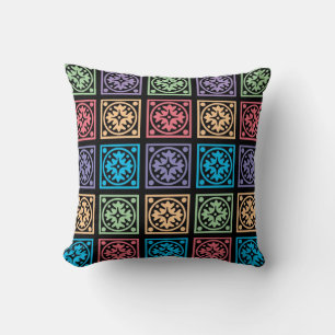 Cercles abstraits colorés et coussin carré