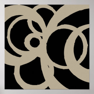 Cercles Abstraits Design Tan sur impression noire
