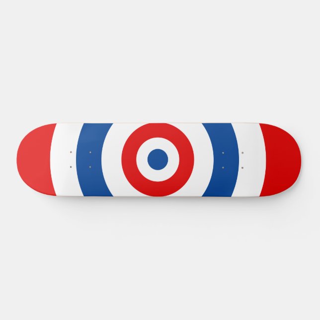 Cercles Abstraits en skateboard bleu rouge et blan (Horz)