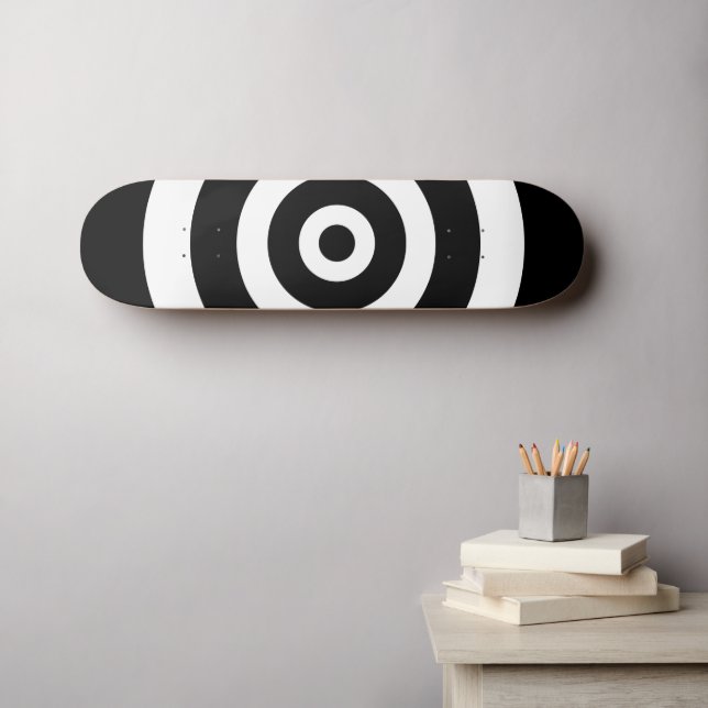 Cercles Abstraits en skateboard noir et blanc (Art mural (Horz))