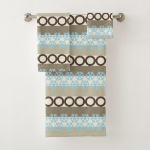 Cercles Brown et bleus et Snowflakes Stripes