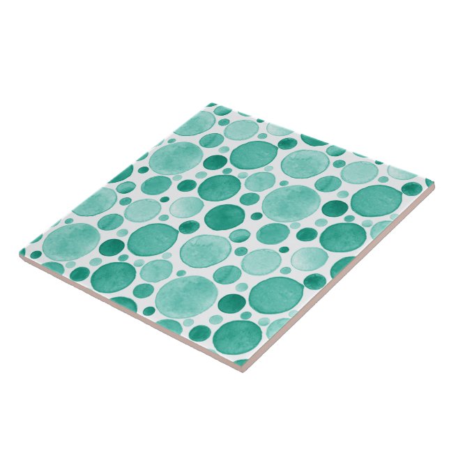 Cercles d'aquarelle - Carreaux de céramique turquo (Côté)