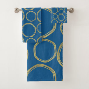 Cercles dorés et bleu vif moderne tendance