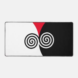 Cercles en spirale abstraits sur fond noir rouge e