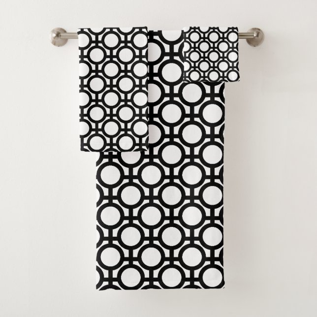 Cercles et lignes Abstraits noirs en blanc (En situation)
