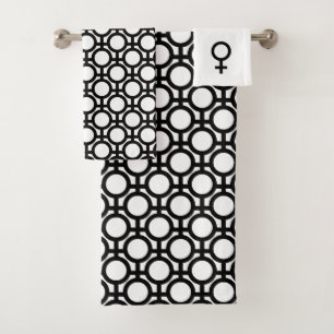 Cercles et Lignes Abstraits Noirs sur Baignoire Bl