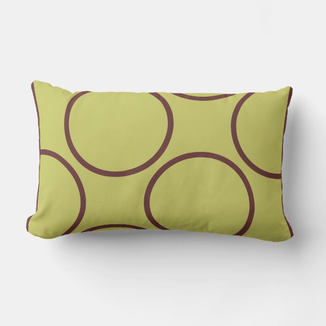 cercles marron sur coussin moderne gris vert (Recto)