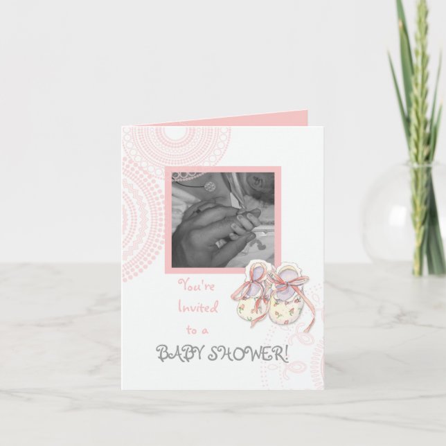 Cercles 'n Booties, Baby Girl Shower Invitation (Devant)
