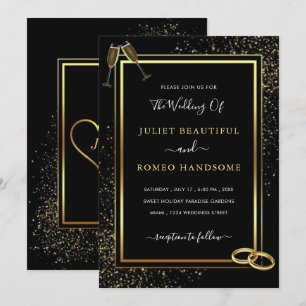 Cercles noires et or Faire-part de mariage