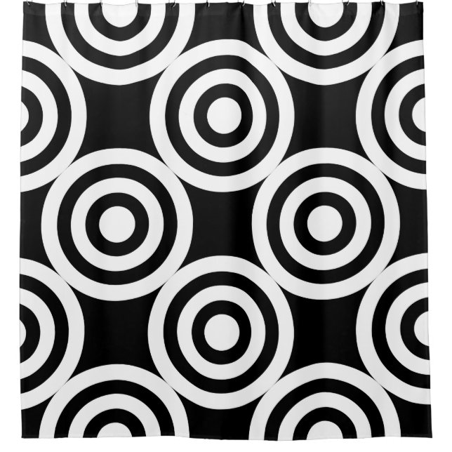 Cercles noirs et blancs Motif rideau de douche (Devant)