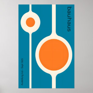 Cercles orange  Impression d'art fin mat. Bauhaus