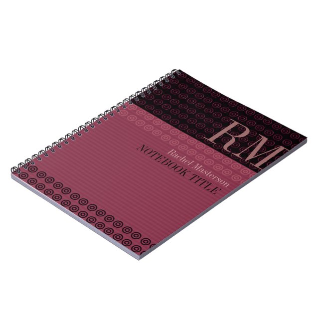 Cercles+Rayures Monogramme Vogue Style Carnet (Côté gauche)
