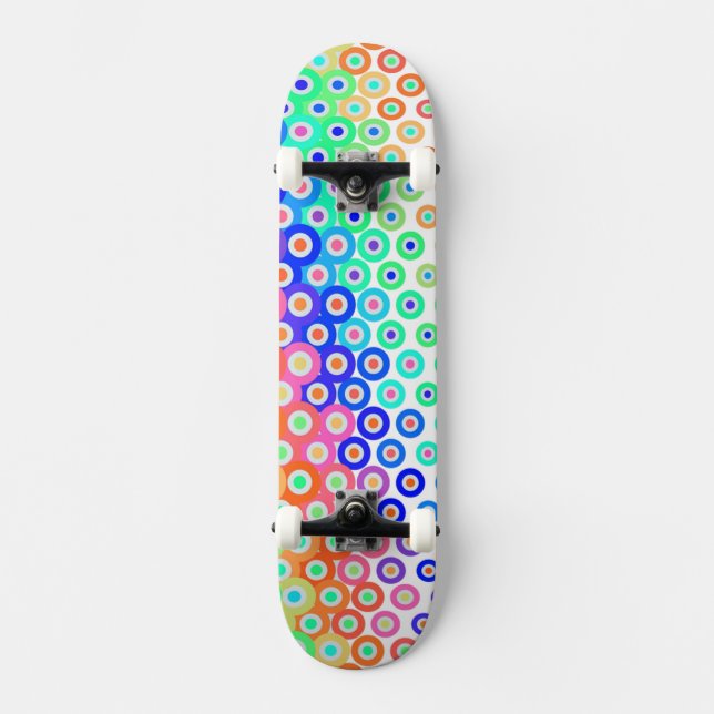 Cercles rétro colorés Skateboard (Recto)