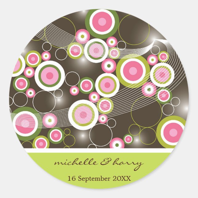 Cercles rose doux rétro Faveur / Sticker cadeau (Devant)