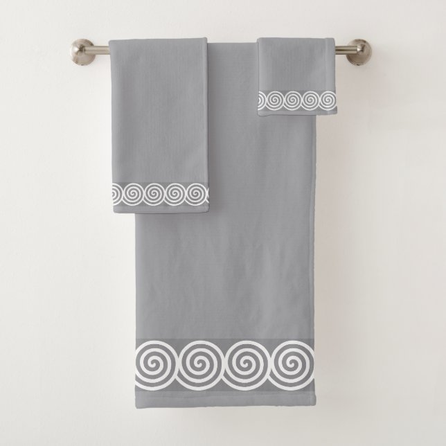 Cercles spiraux Abstraits blancs sur gris argent r (En situation)