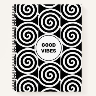 Cercles spiraux Abstraits en Carnet noir et blanc