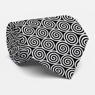 Cercles spiraux Abstraits en Cravate noir et blanc