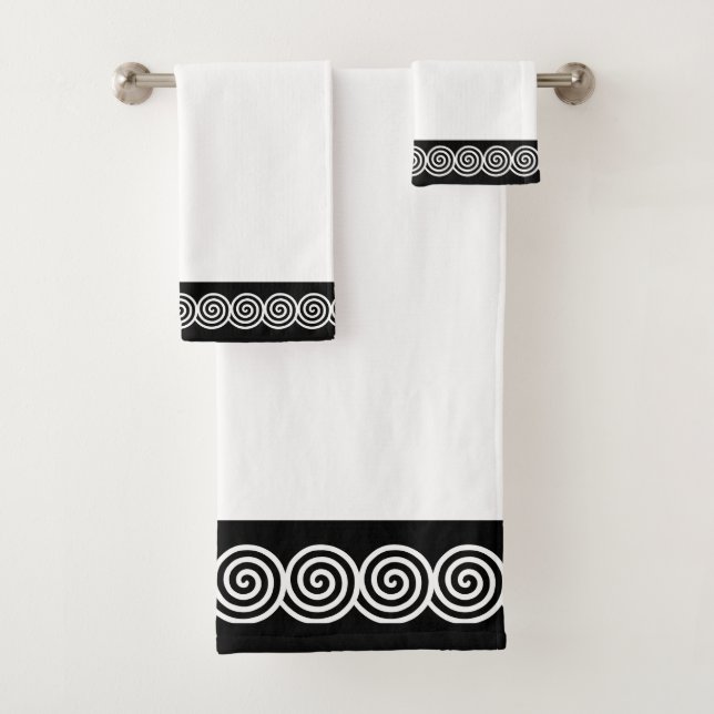 Cercles spiraux Abstraits en Towe noir et blanc (En situation)