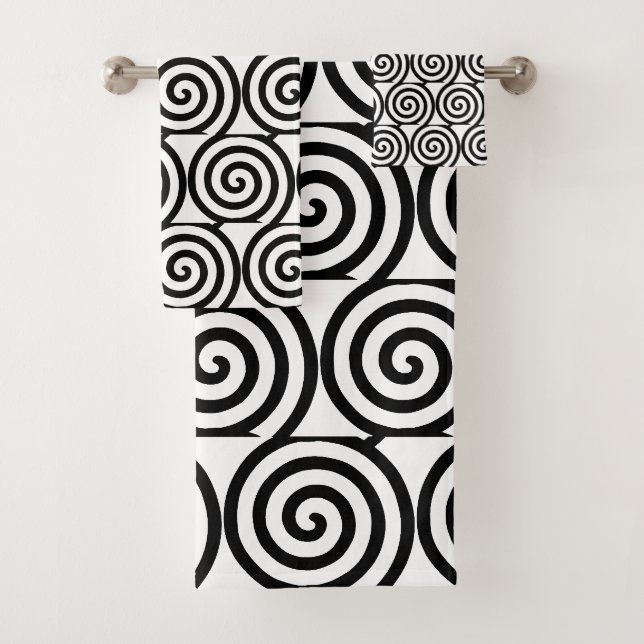 Cercles spiraux Abstraits en Towe noir et blanc (En situation)
