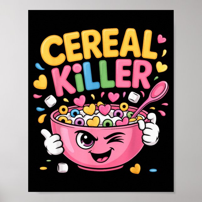 Cereal Killer Cartoon Bowl Funny Breakfast  Poster (Vorne)