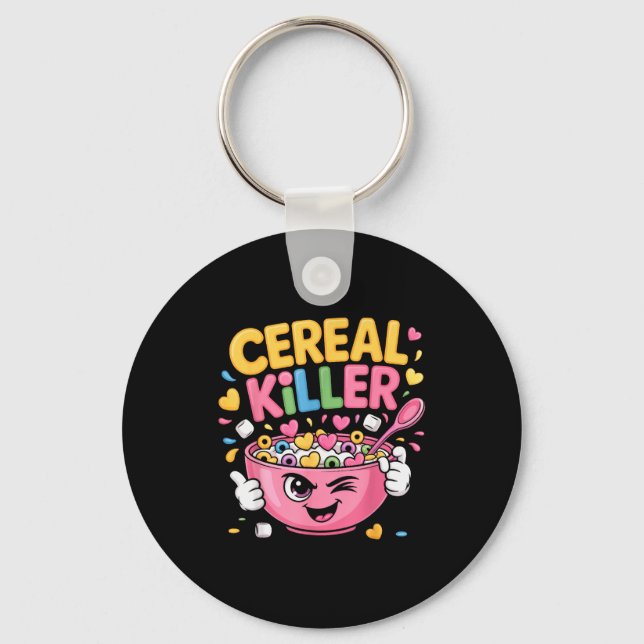Cereal Killer Cartoon Bowl Funny Breakfast  Schlüsselanhänger (Vorderseite)