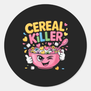Cereal Killer Cartoon-Schüssel Lustiges Frühstück Runder Aufkleber
