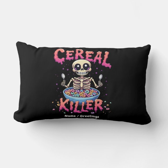 Cereal Killer Frühstück Funny Cereal Bowl Skelett Lendenkissen (Vorderseite)