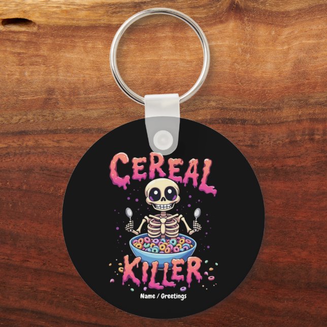 Cereal Killer Frühstück Funny Cereal Bowl Skelett Schlüsselanhänger (Vorderseite)