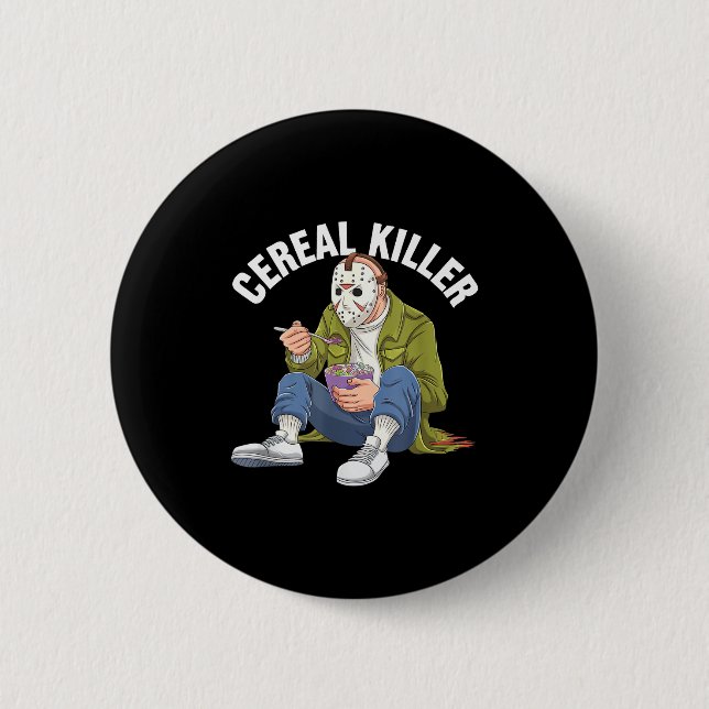 Cereal Killer Funny Halloween Horror Movie Masked  Button (Vorderseite)