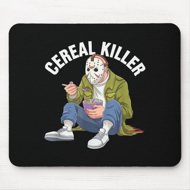 Cereal Killer Funny Halloween Horror Movie Masked  Mousepad (Vorne)