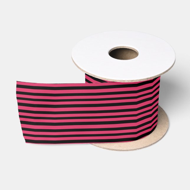 Cerealien Rosa und schwarze Streifen Satinband (Spule)
