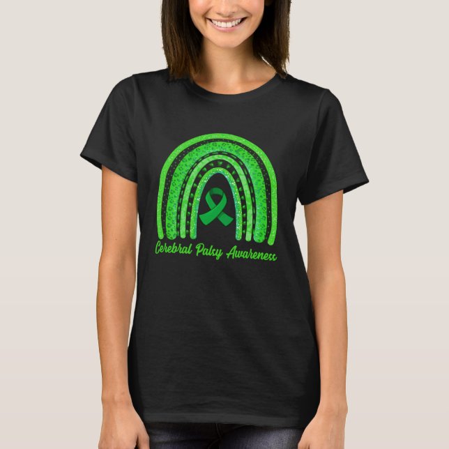 Cerebral Palsy Awareness Month Retro Rainbow Brain T-Shirt (Vorderseite)