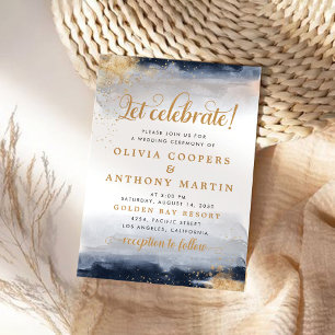Cérémonie de Mariage de marine et d'or Invitation