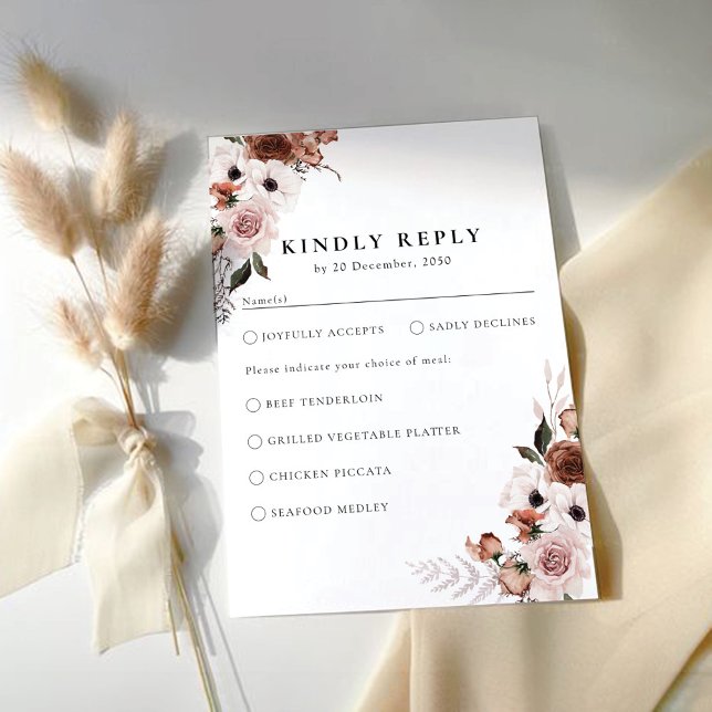 Cérémonie de Mariage de soie Florale Carte RSVP (Créateur téléchargé)