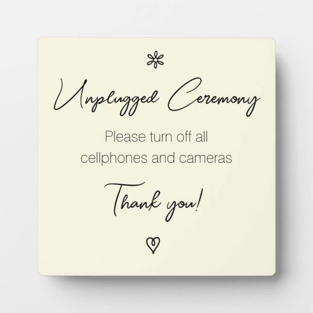 Cérémonie de Mariage débranchée Plaque de calligra (Devant)