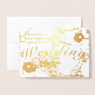Cérémonie de Mariage Floral Gold Foil Invitation