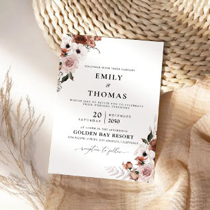 Cérémonie Mariage de soie Florale Invitation