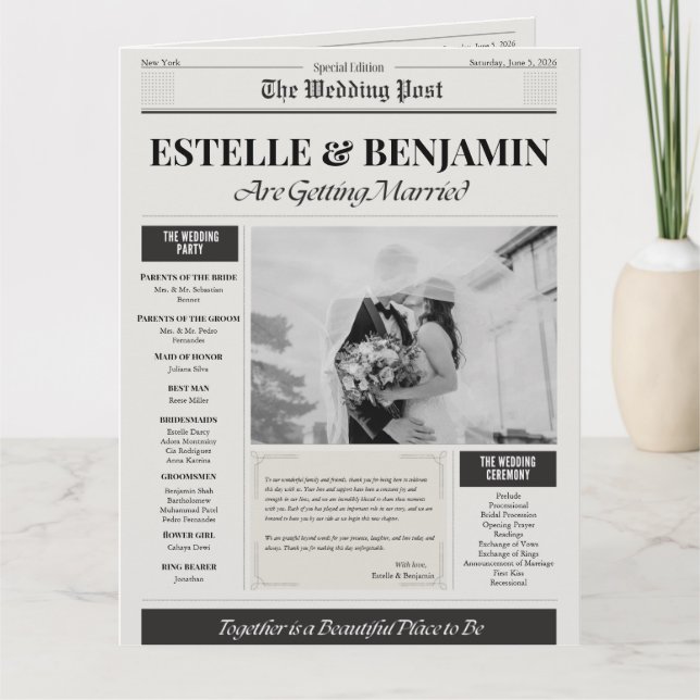 Cérémonie mariage Programme de journaux (Devant)