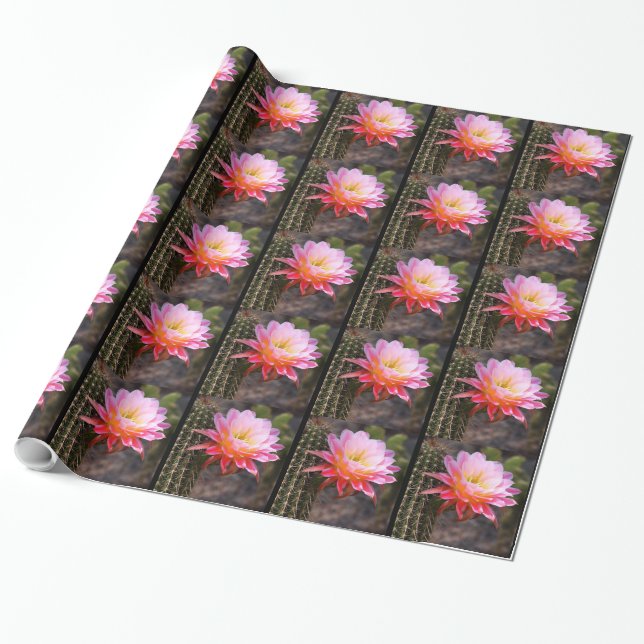 Cereus in rosa Kaktusblüte Geschenkpapier (Ungerollt)
