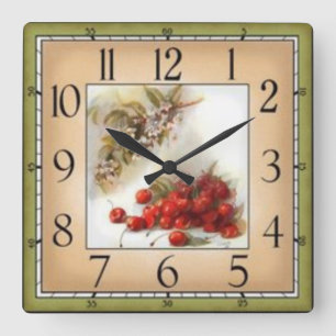 Cerezas Quadratische Wanduhr