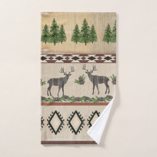 Cerf Antlers Russe Cabine Bois Cones de pin