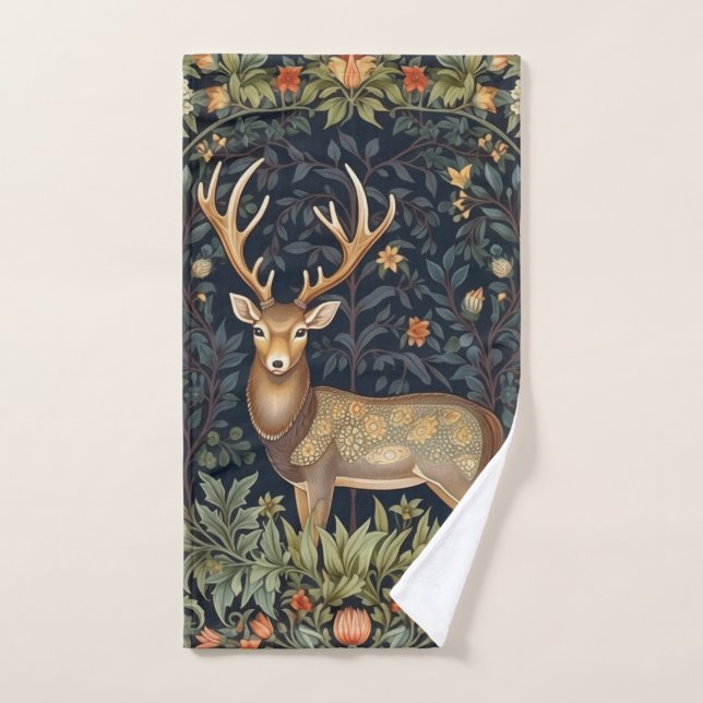 Cerf Art nouveau dans le jardin (Serviette à main)