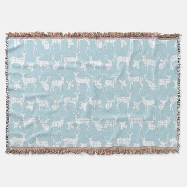 Cerf blanc sur la couverture à lancer bleu (Devant)