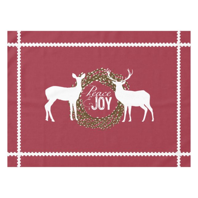 Cerf Cranberry Red Peace Joy Wreath Nappe (Devant (Horizontal))
