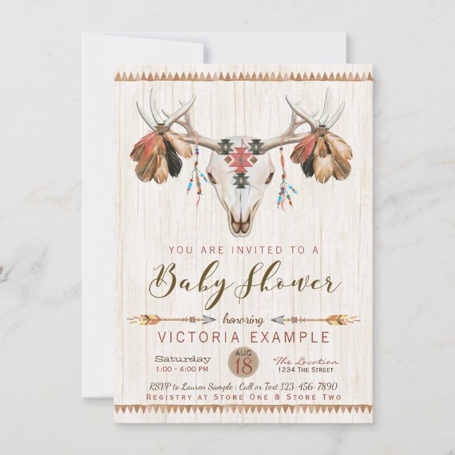 Cerf Crâne Antler Baby Shower Invitations (Devant)