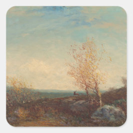 Cerf Dans La Forêt De Fontainebleau Félix Ziem Quadratischer Aufkleber