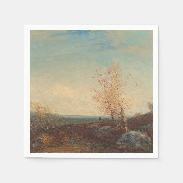 Cerf Dans La Forêt De Fontainebleau Félix Ziem Serviette (Vorderseite)