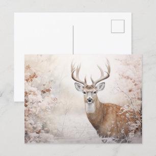 Cerf Dans Le Style Vintage D'Hiver Carte Postale D