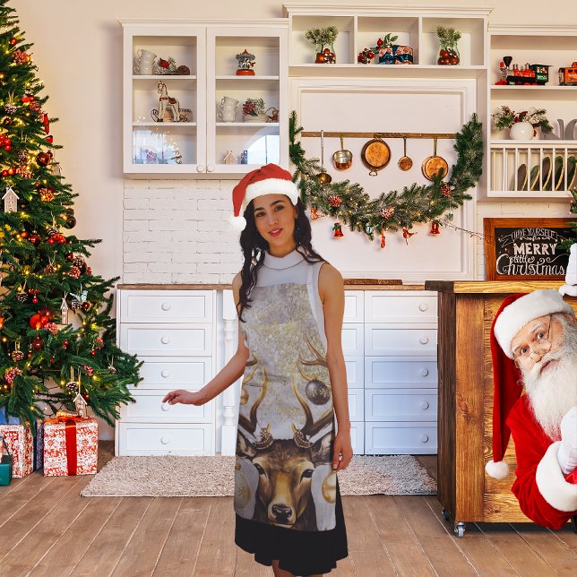 Cerf de Noël d'hiver - Tablier d'impression (Whether you are cooking at home, hosting a summer BBQ, or in the kitchen, do so in style)